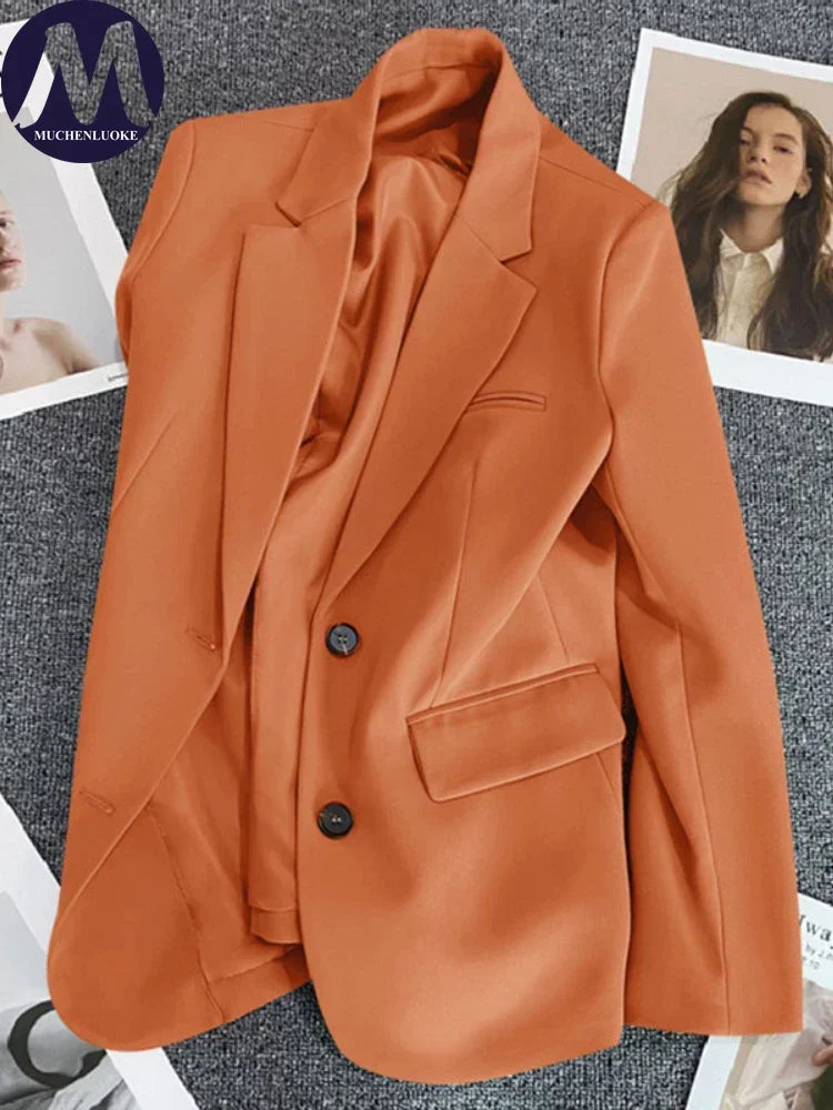Blazer for Women 2025 Spring Autumn New Elegant Long Sleeve Office Blazer Coats Korean Fashion Casual Loose Appear Thin Blazers