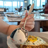 Stainless Steel Spoon Korean Long Handle Tableware Thicken Stirring Ice Spoon Meal Spoon Household Dinner Spoon