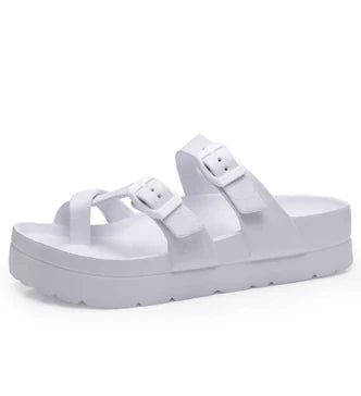 Eyriphy Adjustable Buckle Women Sandals Thick Sole Open Toe House Sandals Pillow Sandals With Arch Support Cozy Casual Sandals