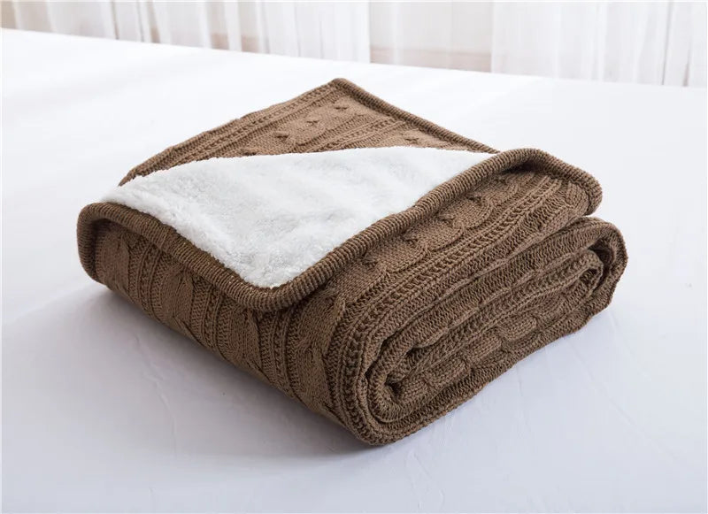 Cozy Cable Knit Throw Blanket Nordic Knitted Thread Blankets For Bed Sofa Cover Bedspread On The Bed Home Travel TV Nap Blanket