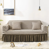 Sofa Cover for Living Room Thick Ruffled Seersucker Elastic L Shaped Corner Sofa Cover 1/2/3/4 Seater Cover for Sofa
