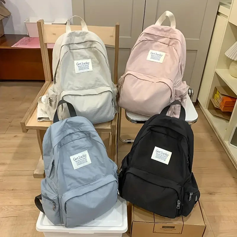 2025 Korean Backpack Women Ins Style College Bag - Simple Boho Versatile Rucksack Lightweight Casual Laptop Bag