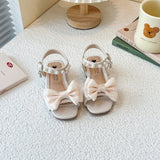 Girls Princess Sandals Sweet Elegant Kids Sandals Dance Wedding Non-slip 2025 Summer New Girls Dress Shoes Big Bows Ins Trendy