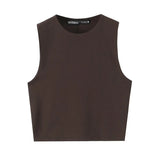 TFMLN Summer Sleeveless Tops For Women Casual Crop Tops Basic Vest O-neck OL Slim Sleeveless Solid T Shirts 2025 Fashion New