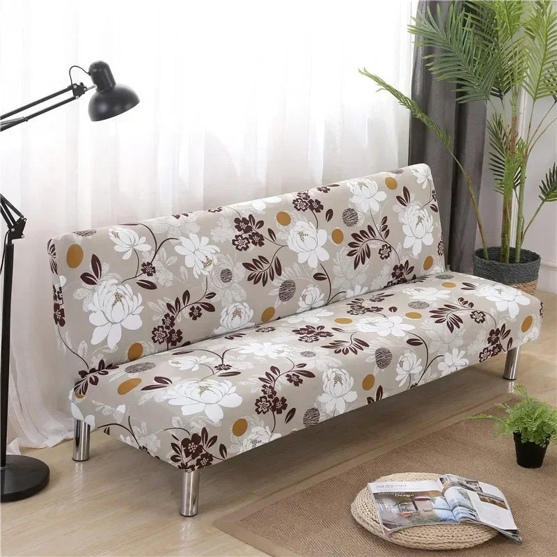 [Stretch Sofa Bed Cover] Spring/Summer Milk Silk Fabric Living Room Armless Folding Sofa Sofa Cover puf grande y esponjoso
