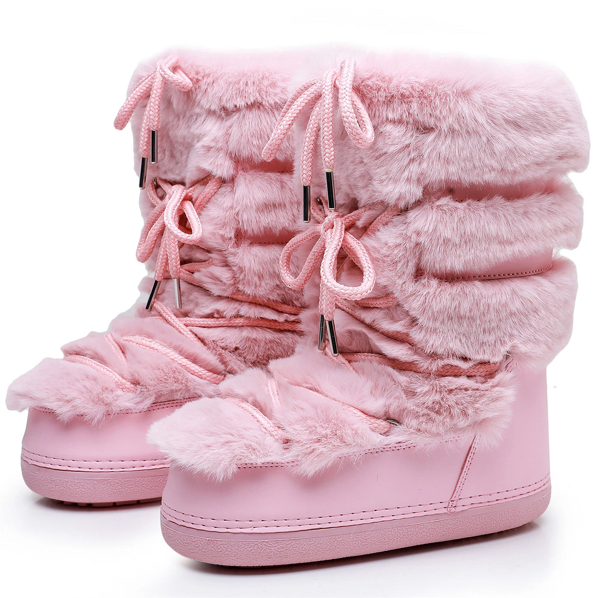 y2k Black Fur Boots for Women Snow Boots 2025 Winter Faux Fur Boots Fluffy Fuzzy Furry Faux Fur Boots Waterproof Mid-calf Boots