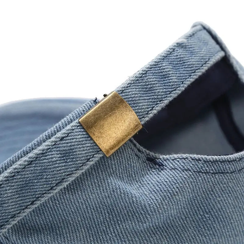 Baseball cap for men in spring and summer, fashionable European and American washed hole denim duckbill cap, outdoor casual sun