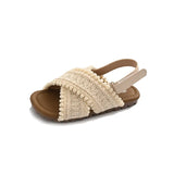 Girls Sandals Weave Retro Ins Trendy Kids Beach Shoes Korean Style 2025 Summer New Children Casual Shoes Slippers Non-slip