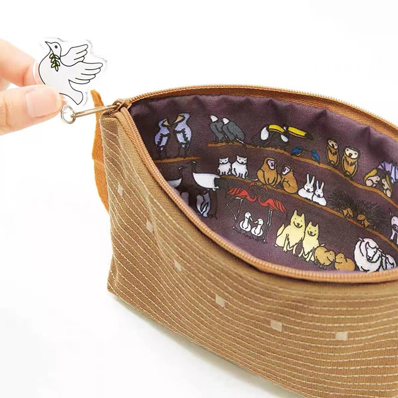 School Supplies Storage Bag with Whimsical Aquatic Art; Creative Large Capacity Cartoon Oceanic Cosmetic Pouch