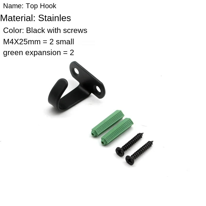 Black Stainless Steel Wall Hook Heavy Duty Fixed Pad Eye Plate Deck Door Buckle U/J-Shaped Heavy Duty Ceiling Mount Hanger