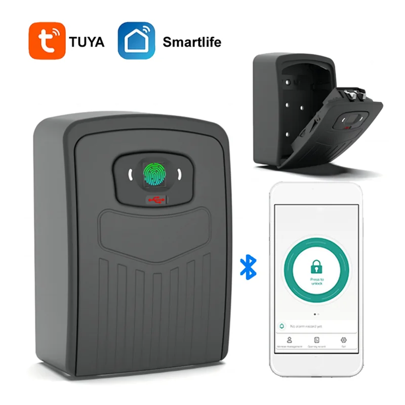 SUNRI-TUYA Smart Key Box Bluetooth Storage Lock Box Smart Life App Wall Mount Security Anti-Theft Lockbox