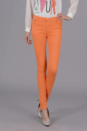 Women Dress Pants Tapered Leg  Colored Stretch Slim Jeans Skinny Trousers  Pockets  for Daily ouc073