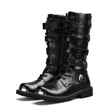 2025 High Leather Boots Men Black Boots Gothic Punk Motorcycle Boots Men Big Size 46 Comfy Platform Boots for Men Tooling Boots