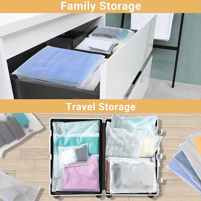 10PCS Travel Frosted Ziplock Bag PE Storage Bag Plastic Zipper EVA Translucent Bag Ziplock Bag Waterproof Packaging Bag