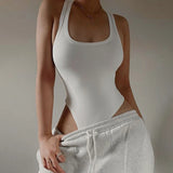 Sleeveless Knit Bodysuit for Women, Off Shoulder Halter Tops, Casual Street Bodycon, Sexy Clubwear, Hot Summer, 2024