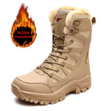 New Warm Plush Snow Boots Lace Up High Top Men's Boots Waterproof Winter Outdoor Boots Anti-Slip Army Work Boots Desert Boots
