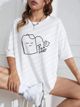 Women T-Shirts It's Tea Shirt Letter Printing Tees Casual Soft Short Sleeve Tops Loose Comfortable Summer Street Clothes