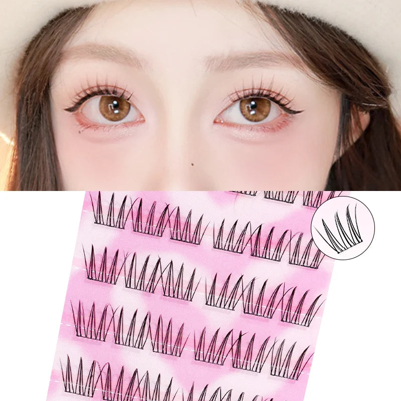 Self-Adhesive Lash Clusters Kit No Glue Individual Lashes Soft Idol False Eyelashes for Natural Volume Reusable Makeup Essential