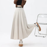 Fashion Skirts for Women Elegant Skirts with Belt Women Pleated Skirts Vintage Long Skirts for Women Clothing Female Streetwear