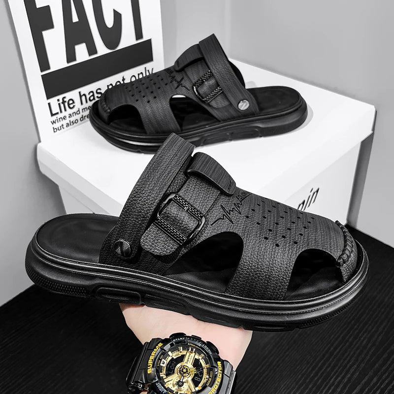 Sandals men's fashionable comfortable summer sandals mens outdoor wear breathable wear-resistant non slip soft soled beach shoes