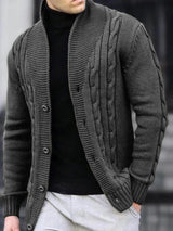 Men's Casual V-Neck Button-Up Cardigan Solid Color Knit Sweater for Fall Winter Machine Washable knitwear coat mens sweater