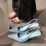 Fashionable high heels for women 2025, striped design, black style, pointed stilettos, sexy and comfortable, large-sized sandals