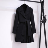 Women's Jacket New in Korean Fashion Long Suit Top Slim Tunic Sashes Blazer Coat Clothes Loose Straight Temperament Slim Blazer