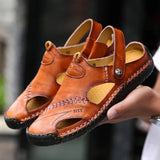 Summer Men's Sandals Men Leather Sandals Classic Roman Sandals Slipper Soft Outdoor Sneakers Beach Rubber Men Trekking Sandals