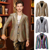 Sequins Blazers Shiny Sequins Suit Jacket Halloween Outfits Two Button Blazer Tuxedo Disco Glitter Party Blazer For Men Dinner