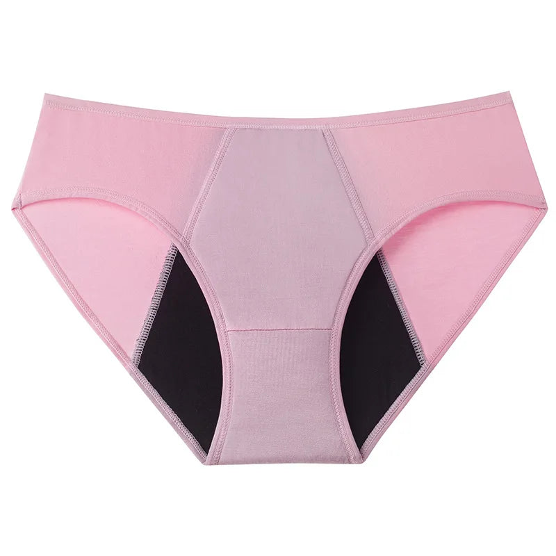 Women's Menstrual Panties Pink Girls' Physiological Hygiene Underwear 4 Layers Heavy Duty Absorbent Leak Proof Underwear