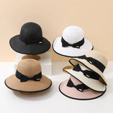 Summer Beach Hat for Women Casual Lady Style Flat Bowknot Straw Cap Fashion Outdoor Panama Girls Sun Protection Chapeu Feminino