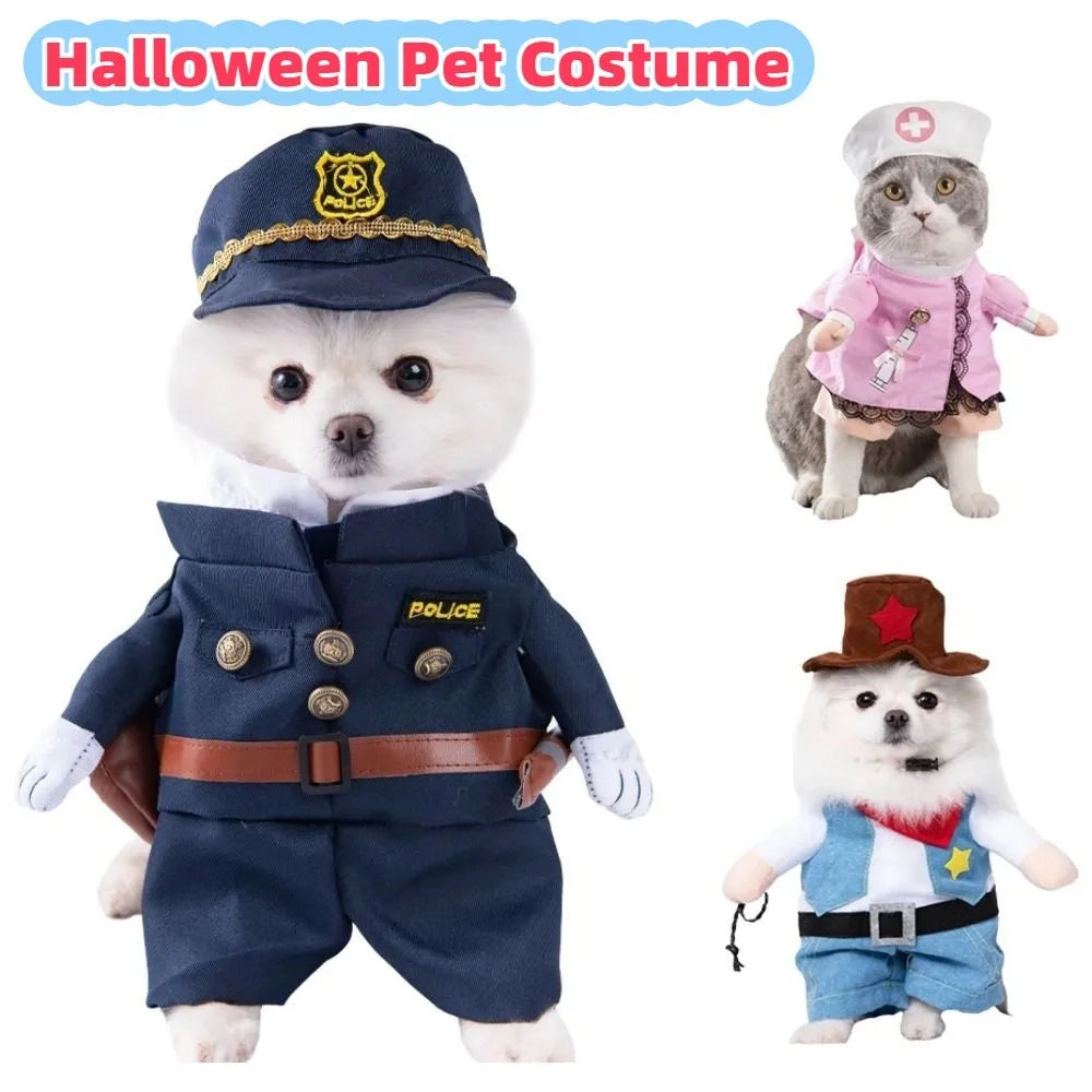 Easy To Wear Halloween Pet Costume Funny Soft Fabric Dog Cosplay Clothing Pet Supplies Uniform Kitten Puppy Costume
