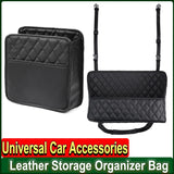 Universal Car Storage Organizer Bag Between Seats Hanger Storage Box Leather Trash Can Dustbin Phone Pocket Auto Accessories