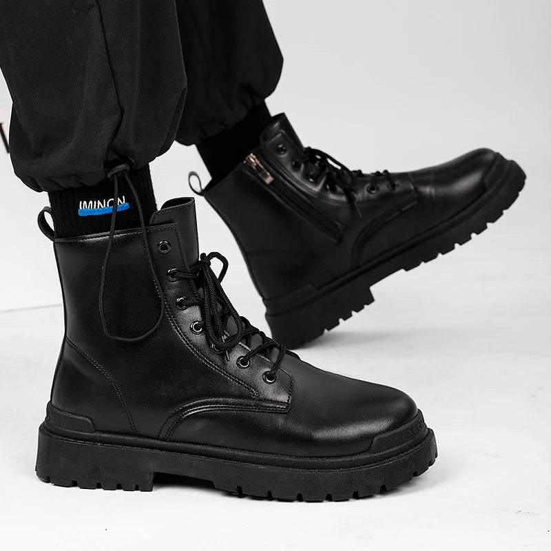 2024 new all-match military boots Snow fashion autumn new men's boots work boots outdoor boots  platform boots  men boots boots