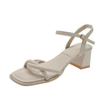 Sandals, 2025 Summer New Fashion Gentle Retro Chunky Non-slip Sandals, A Line with 5cm High Heels Summer Beach Sandals