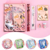 1 Set Cartoon Stationery Set for The Beginning of The School Year Pencil, Notebook,Ruler, Eraser Set Student Stationery Supplies
