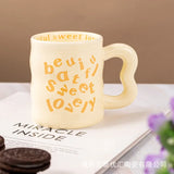 Cartoon english ceramic mug mug mug male and female student couple water mug coffee mug valentine's day gift