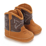 Baby Boots Western Knight Boots Tall Boots Cowboy Boots Embroidered Chelsea Retro Children's Brown