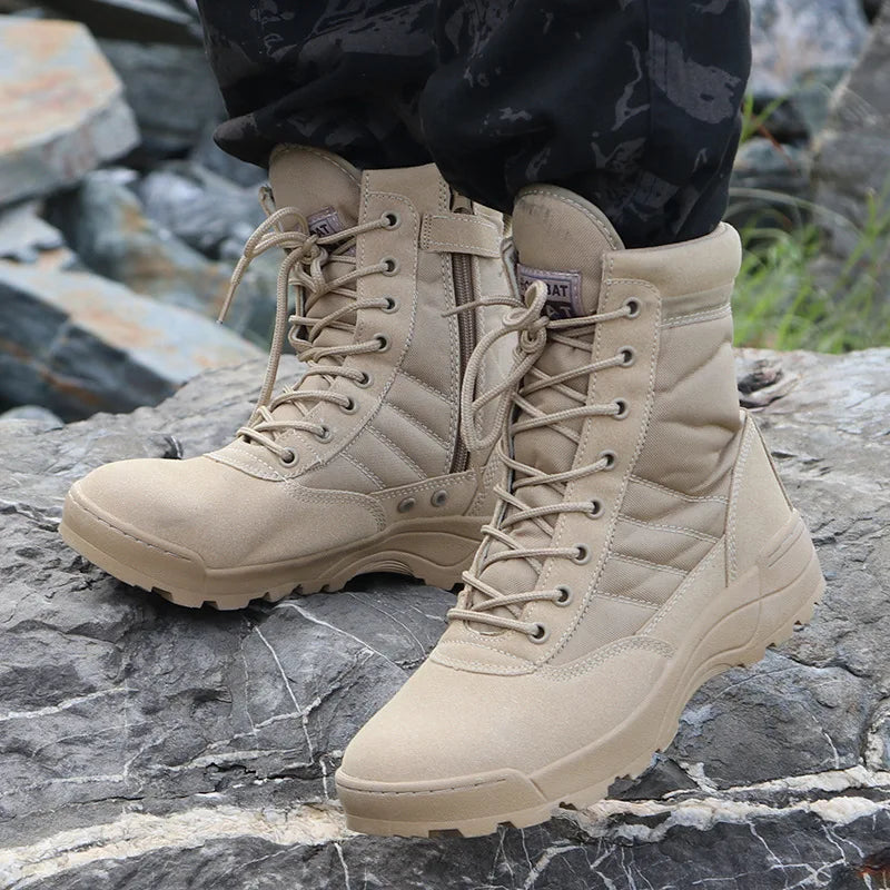 Men Combat Boots Work Safty Shoes Special Force Desert Tactical Boots Outdoor Hiking Ankle Shoes Boots Men Boots