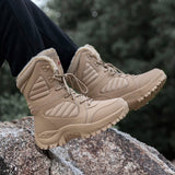 New Warm Plush Snow Boots Men Lace Up Casual High Top Men's Boots Waterproof Winter Boots Anti-Slip Ankle Boots Army Work Boots