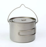 Outdoor Picnic Titanium Cooking Pot 750ml 900ml Hanging Handle Portable Camping Pot