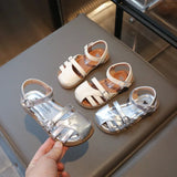 Girls School Sandals Summer New Kids Causal Gladiator Sandals Toes-covered Children Fashion Woven Flat Sandals Trend Soft Bottom