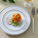 25/10PCS Silver Plastic Plates-Disposable Plastic Plates with Silver Rim- Wedding Party Plates Dinner Plates /Salad Plates