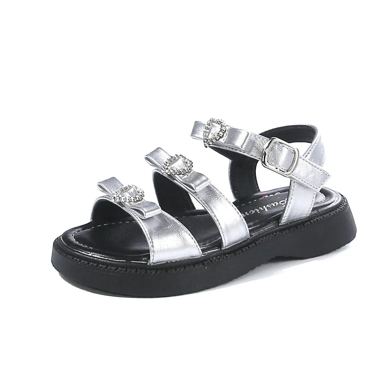 Girls' Sandals 2025 Summer New Children's Princess Shoes Middle and Large Children's Beach Leakage Finger Shoes Soft soled Shoes