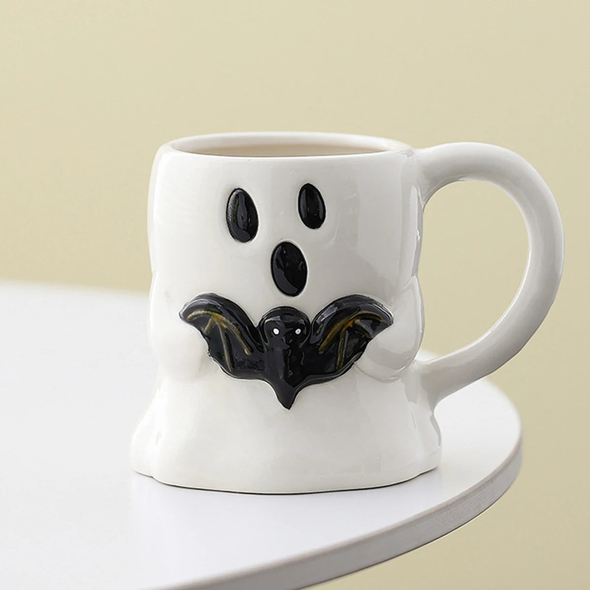 Cute Ghost Pumpkin Halloween Ceramic Mug   Reusable Spooky Coffee Cup with Handle, Halloween Party Gift
