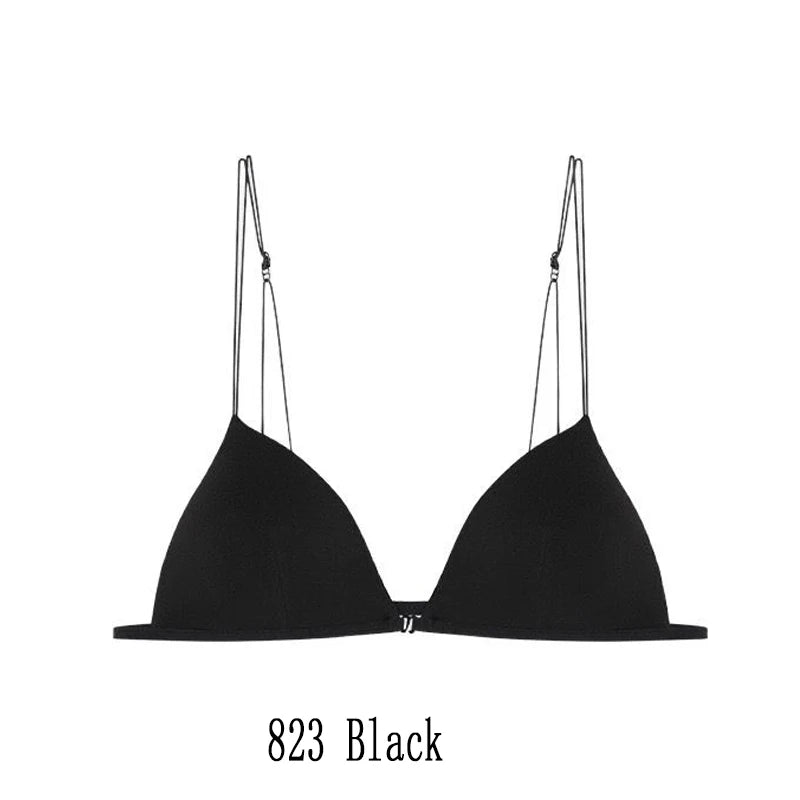 Women's underbra without underwire, thin and small bra for women, with a sexy front buckle and a beautiful back