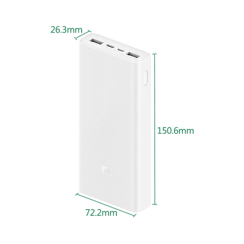 easyown 20000mAh PowerBank PLM18ZM Type-C Dual Way Fast Charge Powerbank 18W Flash Charging 2 USB 1 Type C Output Mi Powerbank