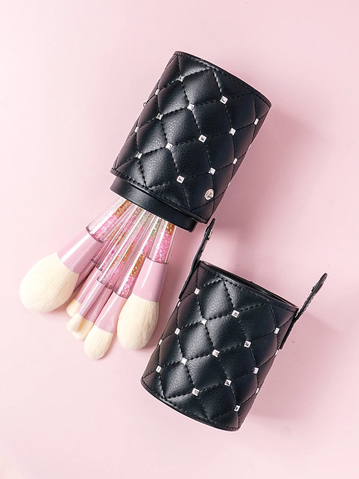 Black Large capacity multi-functional makeup brush storage container diamond square nail makeup tool storage pen holder