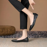 Black Woman Footwear Office Flat Shoes For Women Pointed Toe Fashion Leather Casual Moccasins Flats Fashion Young Korean Style L