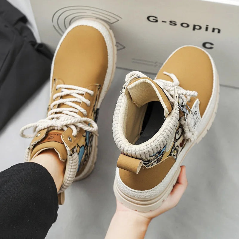 New Men's Winter Boots Outdoor Platform Boots 2023 Designer Men's Shoes Comfortable Desert Boots Street Style Motorcycle Boots